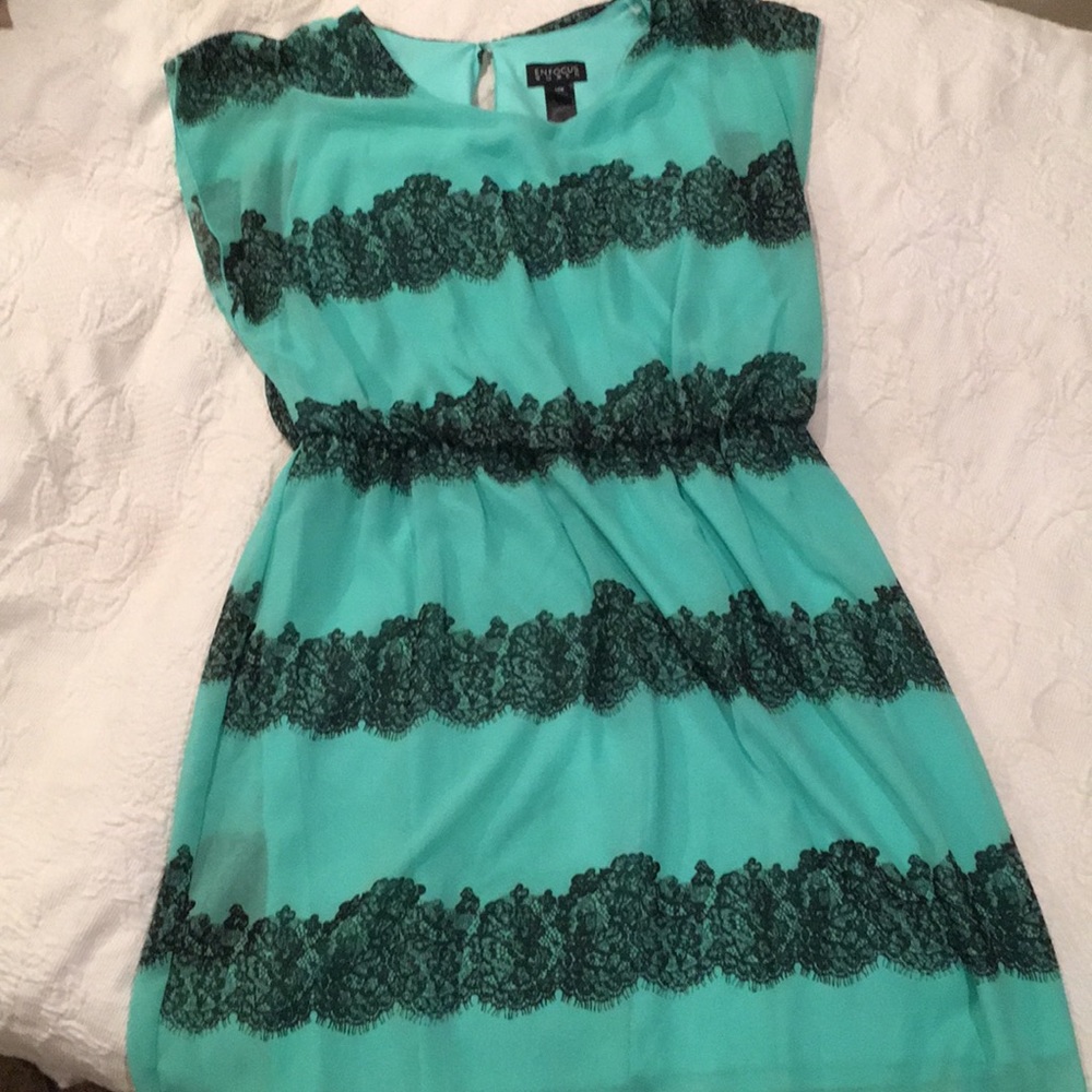 Mint dress with black lace
